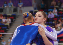 Avropa Oyunlarında idman gimnastikası üzrə fərdi çoxnövçülükdə qalib gələn gimnastların mükafatlandırma mərasimi. Bakı, Azərbaycan, 18 iyun 2015